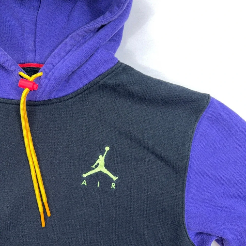 Jordan‎ Hoodie Jumpman Air Colorblock Fleece Size Small Purple Black Neon